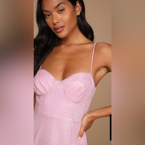 LuLu’s shimmering pink maxi dress size medium - Picture 5 of 16